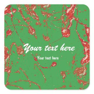 Red Green Glitter Paint Holiday party sticker
