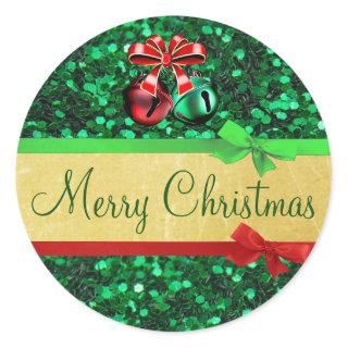 Red Green Gold Merry Christmas Bows Stickers