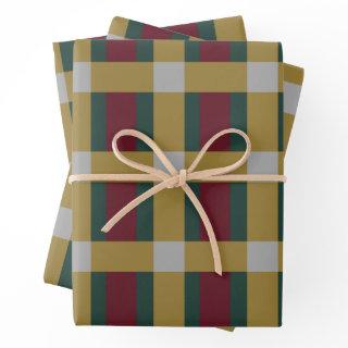 Red Green Gold Silver Color Block Print  Sheets