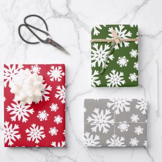 Red Green Silver Gray Snowflakes Christmas Holiday  Sheets