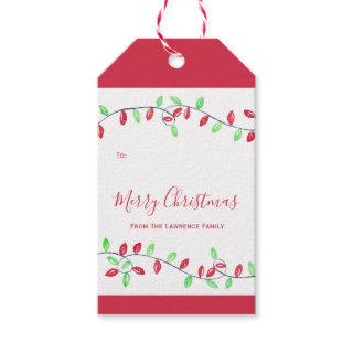 Red Green String Lights Christmas Holiday Gift Tags