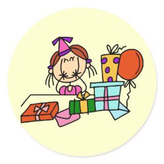 Red Hair Girl With Birthday Gifts T-shirts Classic Round Sticker