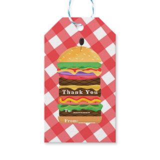 Red Hamburger Summer Cookout Barbecue BBQ Party Gift Tags