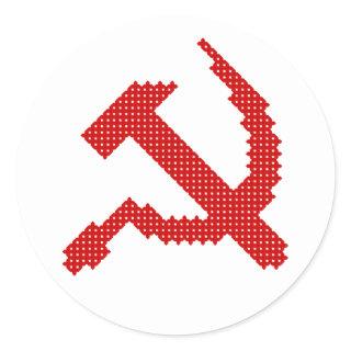 Red Hammer and Sickle Symbol  Cross Stitch Design  Classic Round Sticker