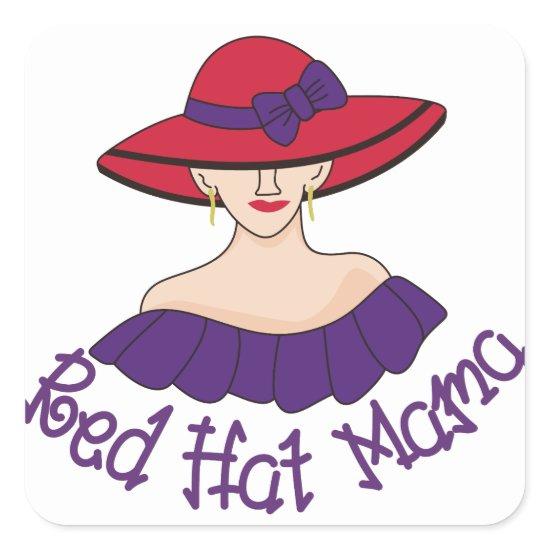 Red Hat Mama Square Sticker