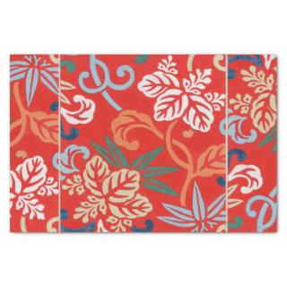 Red Hawaiian Japanese Kimono Design Floral Tissue Paper