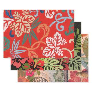 Red Hawaiian Japanese Kimono Design Floral  Sheets