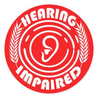 Red - Hearing impaired Classic Round Sticker