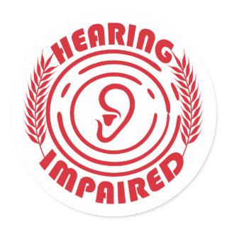 Red - Hearing impaired Classic Round Sticker