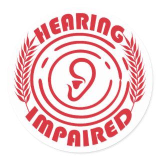 Red - Hearing impaired Classic Round Sticker