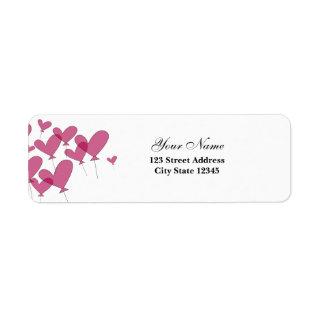 Red heart balloon return address labels