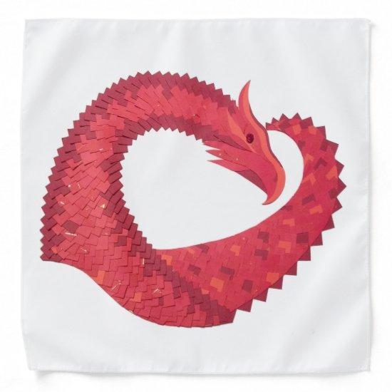 Red heart dragon on white bandana