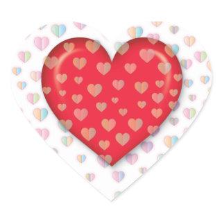 Red heart with speckels pattern classic round stic heart sticker