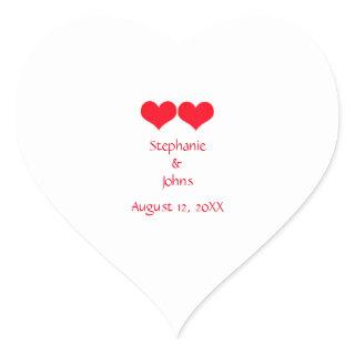 Red Hearts Cute Couple Wedding Romantic Engagement Heart Sticker
