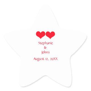 Red Hearts Cute Couple Wedding Romantic Engagement Star Sticker