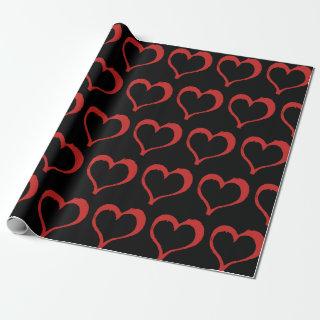 Red Hearts on Black Love Pattern