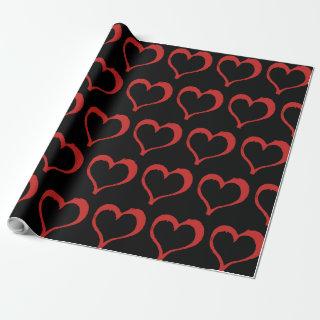 Red Hearts on Black V-Day Love Pattern