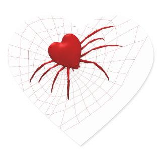 Red Hearts Spider Heart Sticker