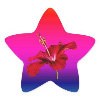 Red Hibiscus Flower Side View Star Sticker