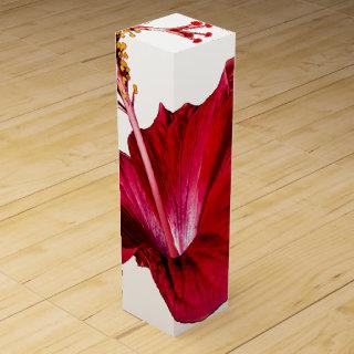Red Hibiscus Flower Side View Wine Box