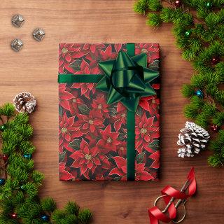 Red Holiday Christmas Poinsettia Pattern
