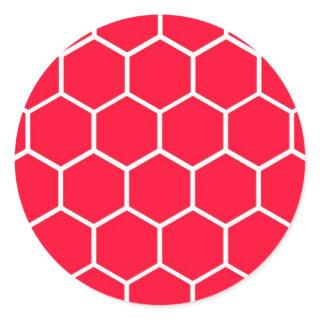 Red honeycomb pattern classic round sticker