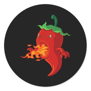 red hot chilli pepper with flame classic round sticker