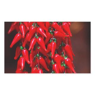 Red Hot Hanging Chili Peppers Image Design Rectangular Sticker