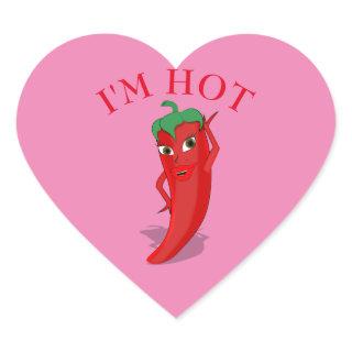 Red Hot Pepper Diva Heart Sticker
