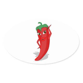 Red Hot Pepper Diva Oval Sticker
