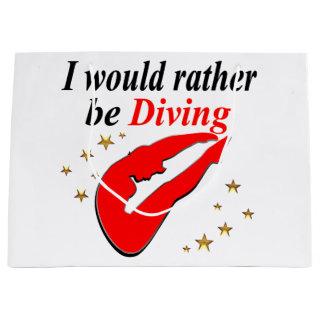 RED I WOULD RATHER BE DIVING INSPIRATIONAL DESIGN LARGE GIFT BAG