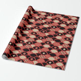 Red Kimono pattern textured waves style