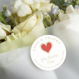 Red Lace Effect Heart Love Thanks Supporting Classic Round Sticker