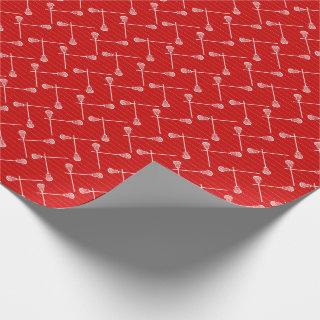 Red Lacrosse White Sticks Patterned
