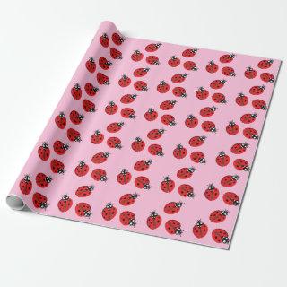 Red Lady Bug Illustration Pastel Pink