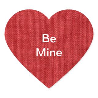 Red Linen Texture Photo Heart Sticker