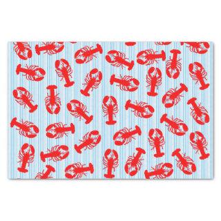 Red Lobster Animal Pattern on Blue Stripes Tissue Paper