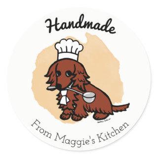 Red Long Haired Dachshund Chef Handmade Sticker