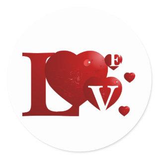 Red LOVE Classic Round Sticker