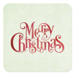 Red Merry Christmas Typography Festive Font Square Sticker