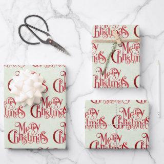 Red Merry Christmas Typography Festive Font  Sheets