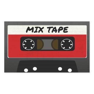 Red Mix Tape - 80s And 90s Retro Inspired Gift Rectangular Sticker