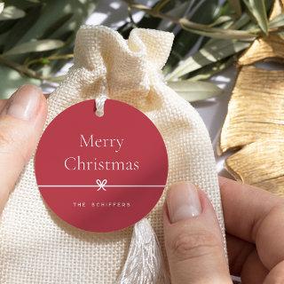 Red | Modern Bow Simple Minimal Christmas Favor Tags