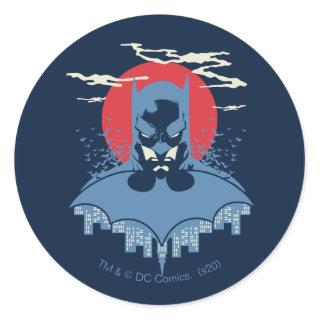 Red Moon Batman With Logo Classic Round Sticker