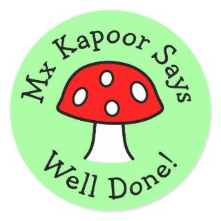 Red Mushroom Well Done Stickers