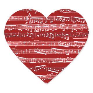 Red music notes heart sticker