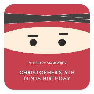 Red Ninja Birthday Party Label