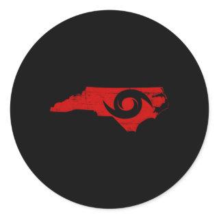 Red North Carolina Eye Of The Hurricane Classic Round Sticker