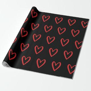 Red on Black Handdrawn Hearts