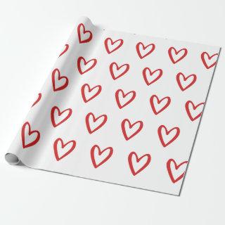 Red on White Handdrawn Hearts